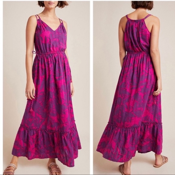 Anthropologie Dresses & Skirts - Anthropologie Saturday Sunday Yasmine Purple Floral Flounced Maxi Dress